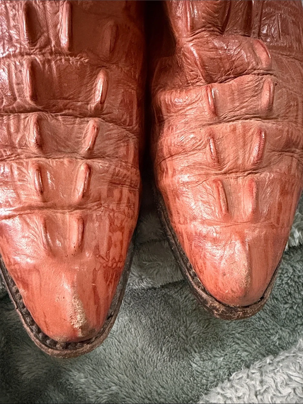 Brown Crocodile-Print Western Boots - Men